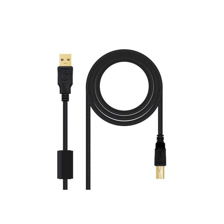 nanocable nanocable  cable usb 2.0 impresora hq con ferrita, tipo a/m-b/m, negro, 2.0 m (10.01.1202)