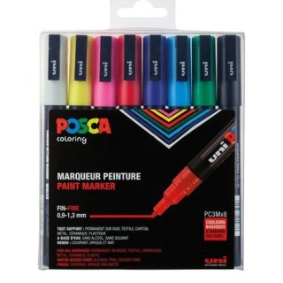 uni-ball estuche 8 uds. pc-3m basic posca uniball 182634670