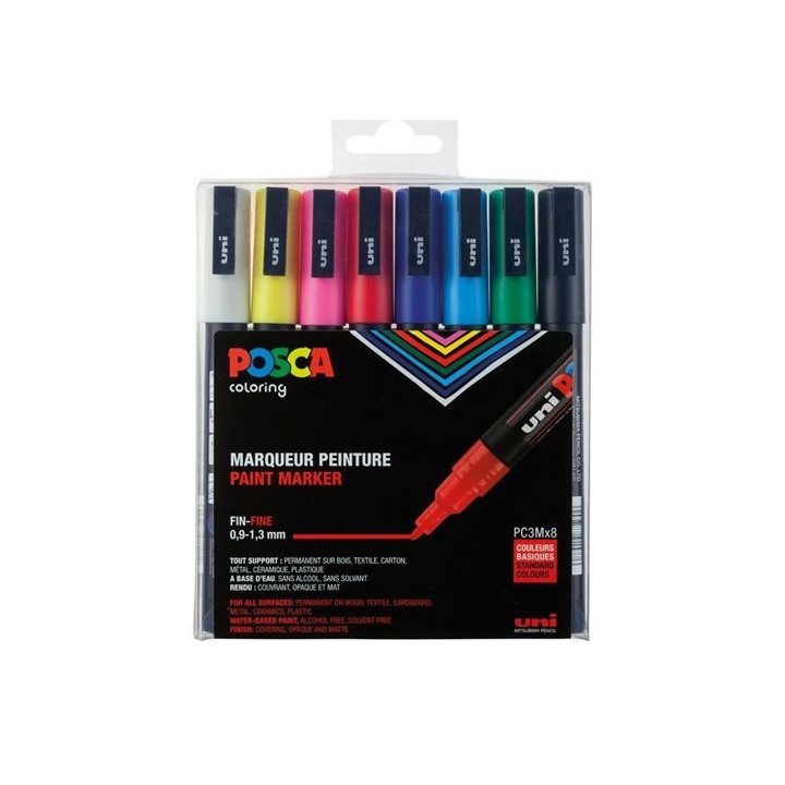 uni-ball estuche 8 uds. pc-3m basic posca uniball 182634670
