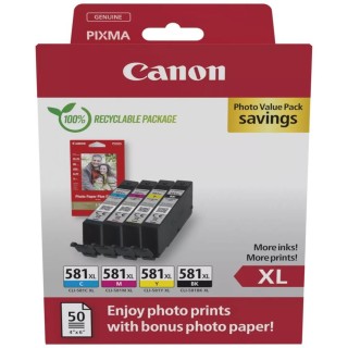 canon multipack tinta canon cli - 581xl bk - c - m - y + papel fotografico