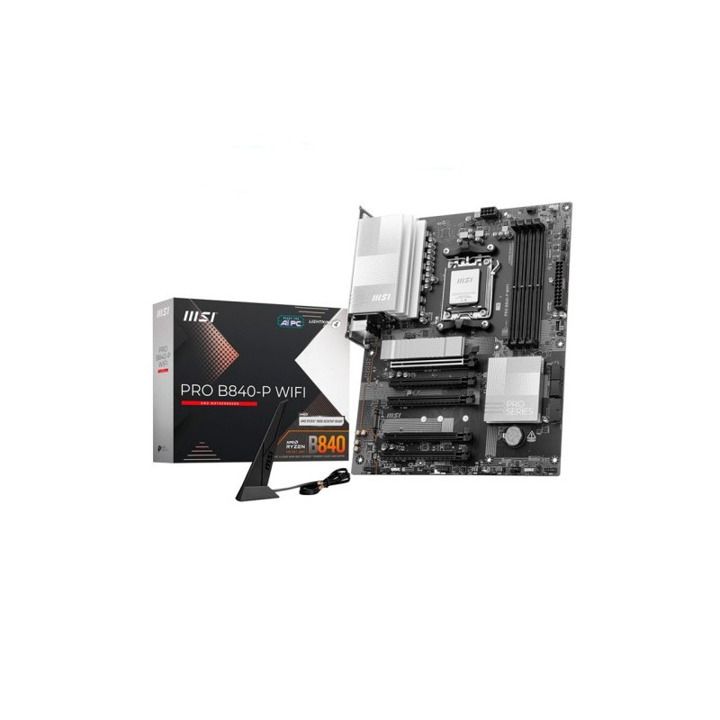 msi placa msi pro b840-p wifi,amd,am5,b840,4ddr5,usb type-c,wifi,aura,atx