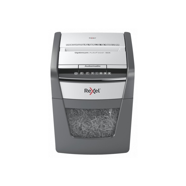 rexel rexel optimum autofeed+ 50x triturador de papel corte cruzado 55 db 22 cm negro, gris