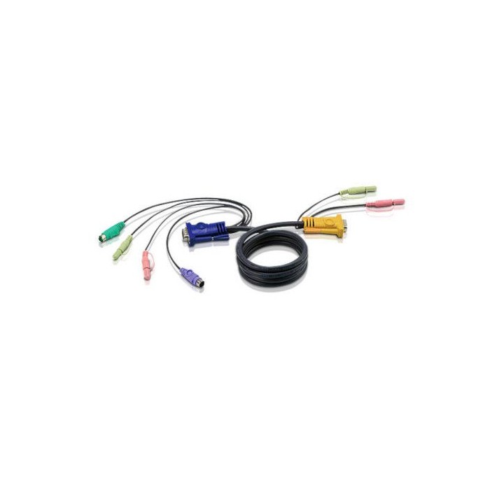 aten cable kvm ps/2 con audio y sphd 3 en 1 de 1,8 m