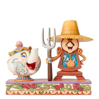 enesco figura enesco disney din don y la senora potts (cogsworth and mrs potts)