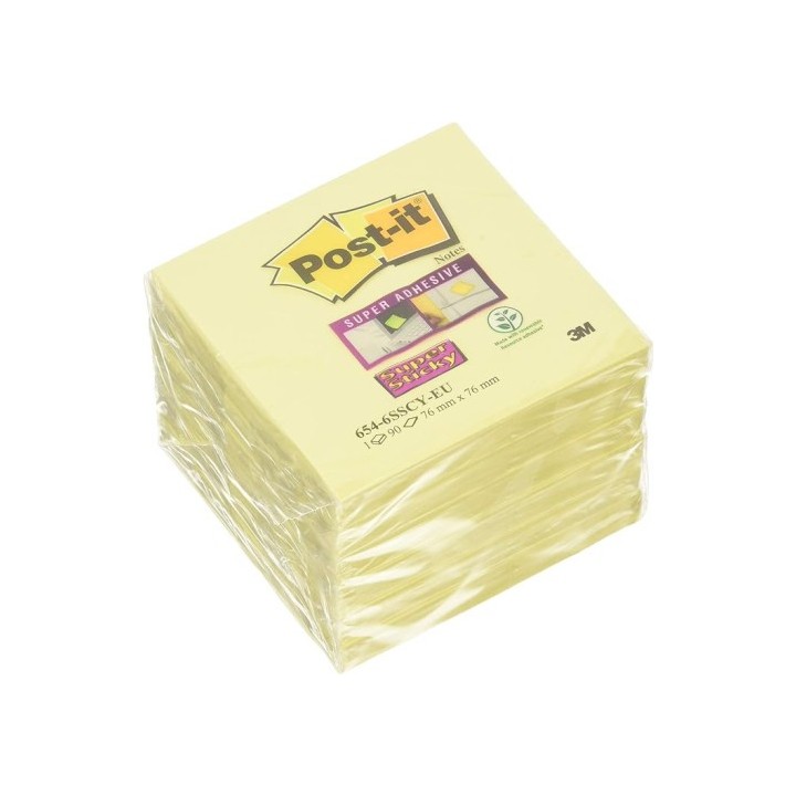 post-it pack 18+6 blocs 90 hojas z-notes adhesivas 76x76mm super sticky canary yellow r330-sscy-vp20
