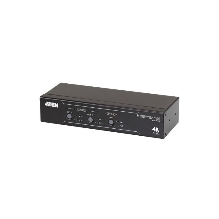 aten switch de matriz hdmi 4k real 2 x 2 con desincrustador de audio