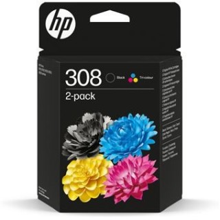 hp hp paquete de 2 cartuchos de tinta original 308 negra/tricolor