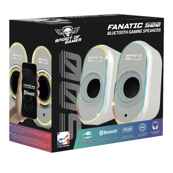 spirit of gamer altavoz 2.0 fanatic 500 rgb white