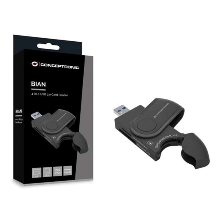 conceptronic lector de tarjetas externo usb 3.0 4 en 1 conceptronic bian04b sd - sdhc - sdxc micro s