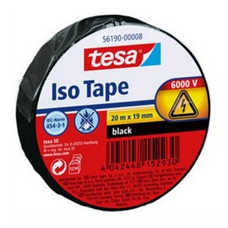 tesa rollo cinta aislante pvc 19mmx20metros negra tesa 56190-00008-22