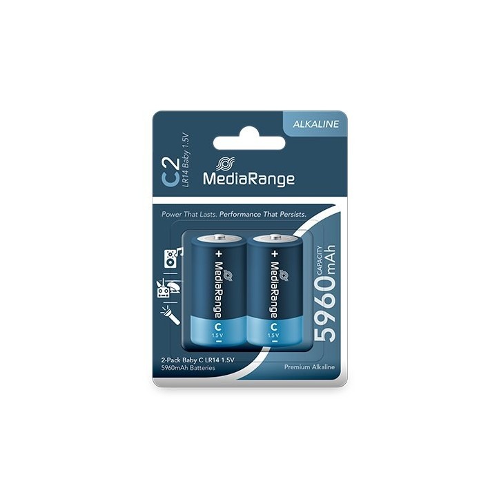 pilas alcalinas mediarange baby-c 1.5v 5960mah 2pack