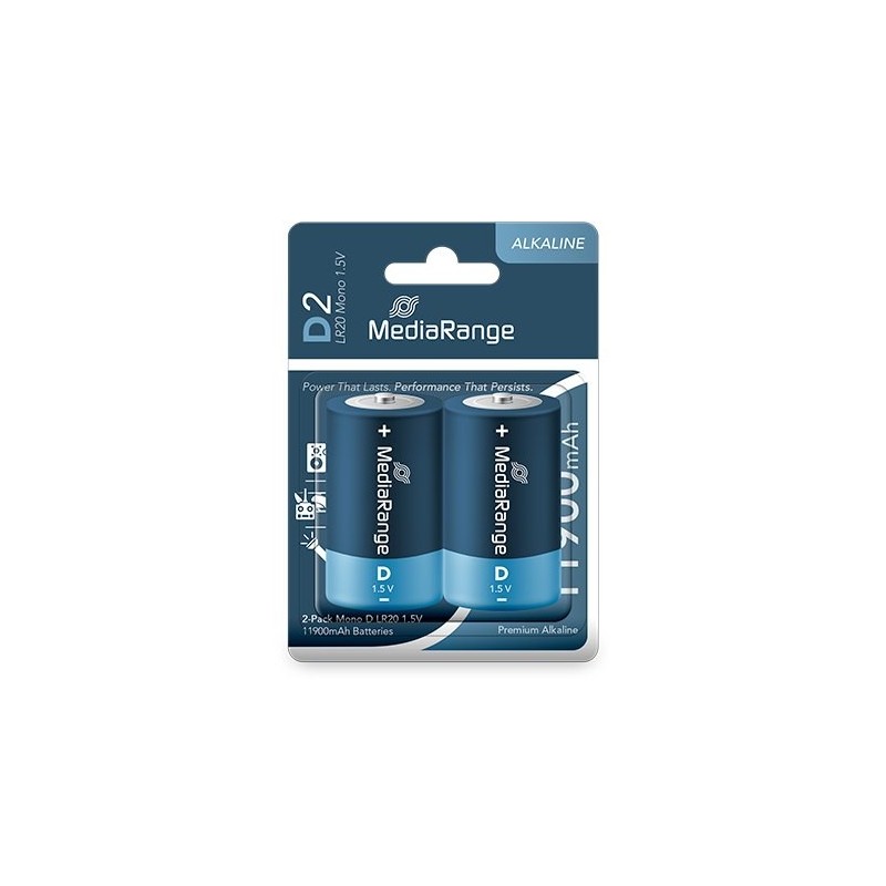 pilas alcalinas mediarange mono-d 1.5v 11900mah 2pack
