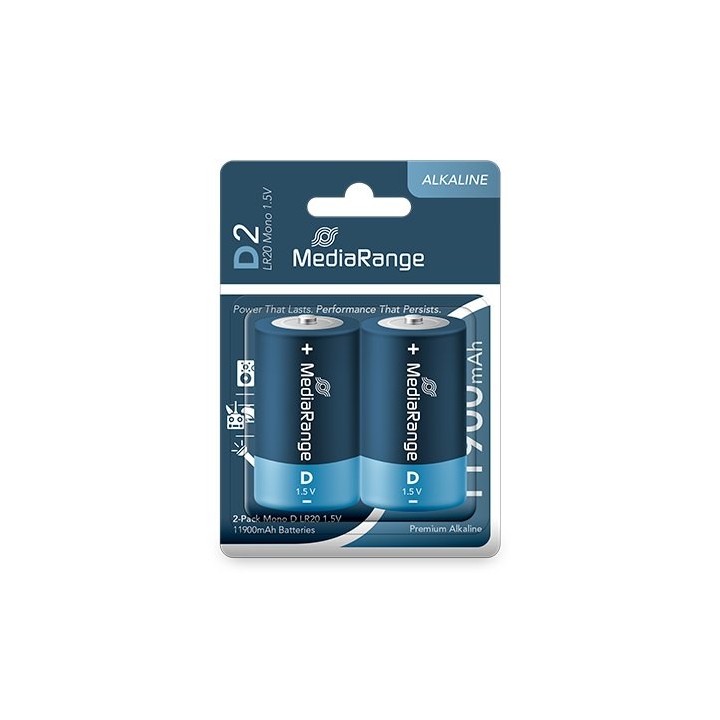 pilas alcalinas mediarange mono-d 1.5v 11900mah 2pack