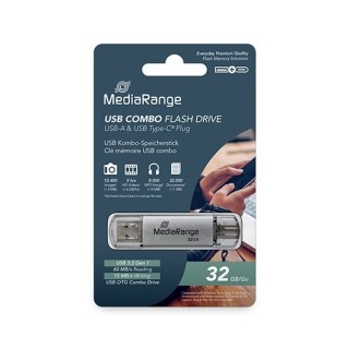 pendrive combo 64gb usb 3.2 mediarange usb-a usb-c lectura 60mbs escritura 15mbs