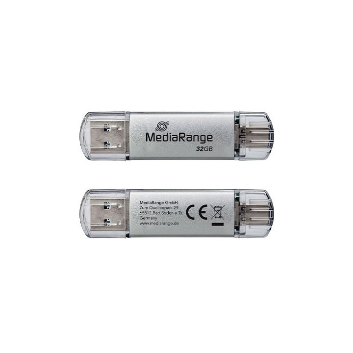 pendrive combo 64gb usb 3.2 mediarange usb-a usb-c lectura 60mbs escritura 15mbs