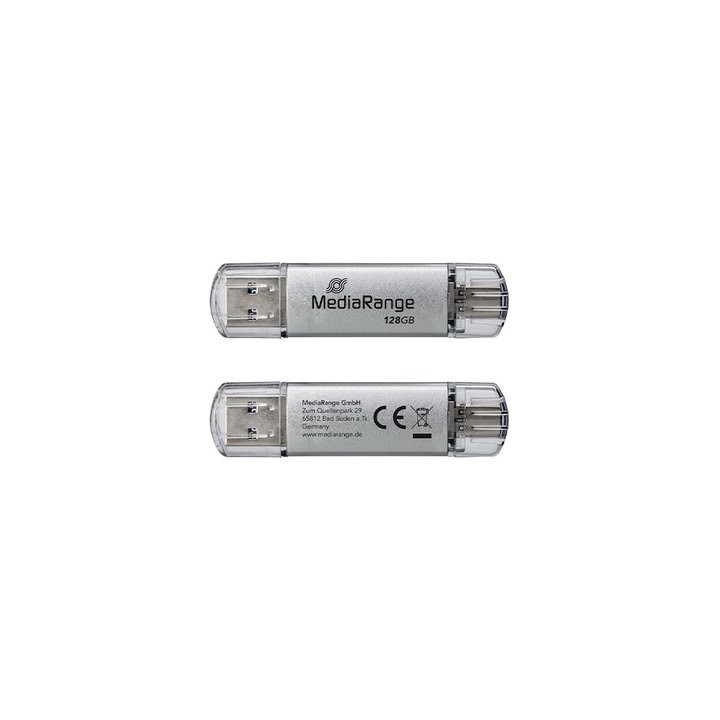 pendrive combo 128gb usb 3.2 mediarange high p. usb-a usb-c lectura 80mbs escritura 20mbs