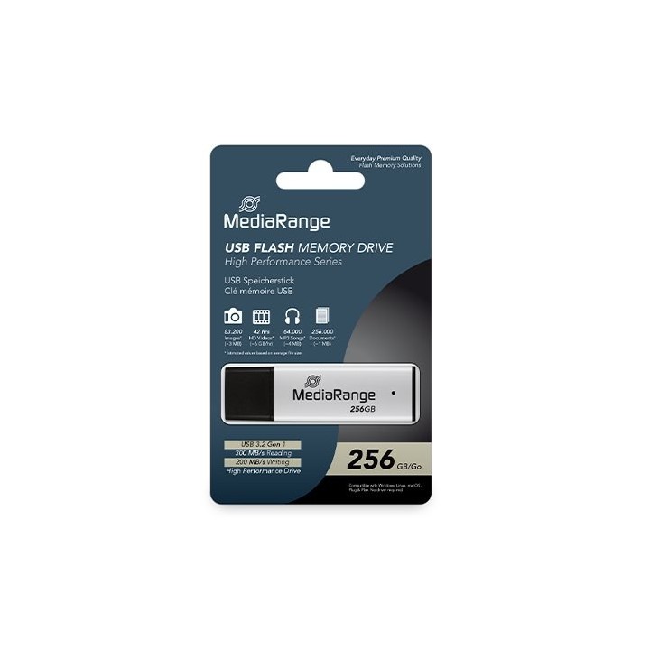 pendrive 256gb usb 3.2 mediarange high p. lectura 300mbs escritura 200mbs