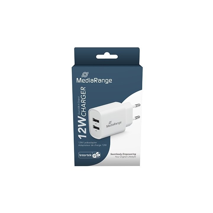 cargador mediarange dual usb-a 12w 2xusb-a