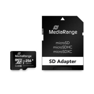 mem micro sdxc 256gb mediarange + adaptador sd lectura 80mbs escritura 10mbs