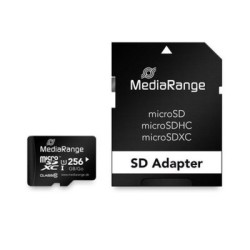mem micro sdxc 256gb mediarange + adaptador sd lectura 80mbs escritura 10mbs