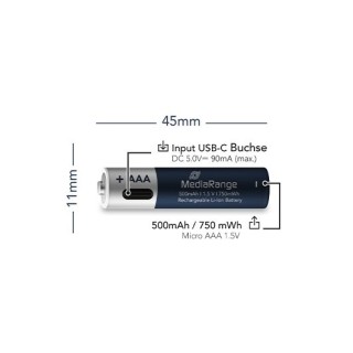 pilas recargables mediarange aaa 1.5v 500mah 4pack