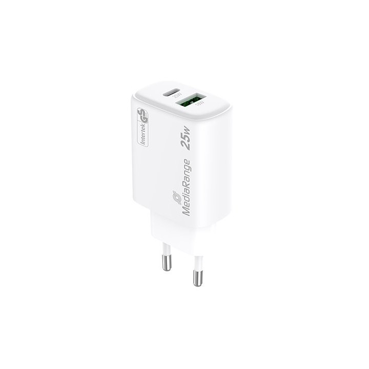 cargador mediarange dual usb-a y usb-c 25w 1xusb-a 1xusb-c carga rapida