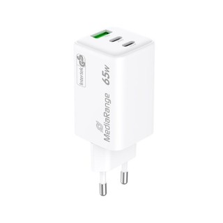 cargador mediarange triple usb-a y usb-c 65w 2xusb-c 1xusb-a carga rapida