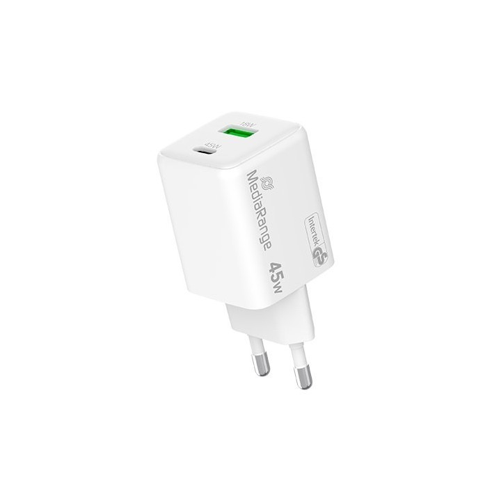 cargador mediarange dual usb-a y usb-c 45w 1xusb-a 1xusb-c carga rapida