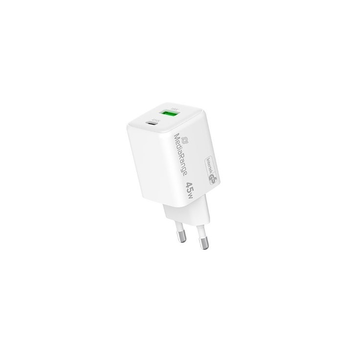 cargador mediarange dual usb-a y usb-c 45w 1xusb-a 1xusb-c carga rapida