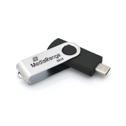 pendrive 32gb usb-c 3.2 mediarange silver-black lectura 70mbs escritura 20mbs
