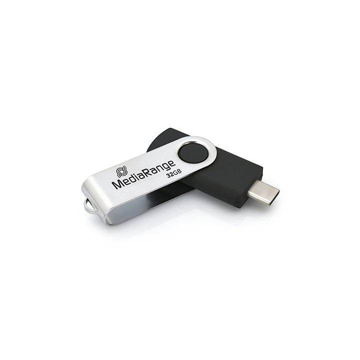 pendrive 32gb usb-c 3.2 mediarange silver-black lectura 70mbs escritura 20mbs