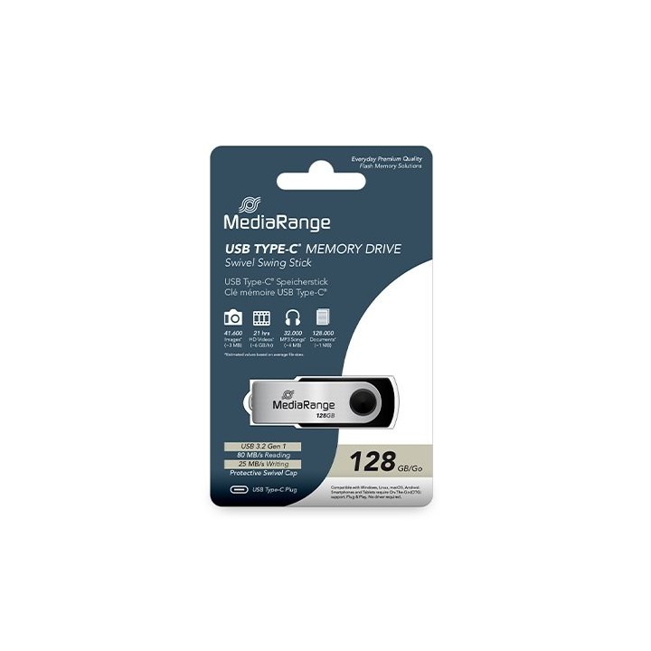 pendrive 128gb usb 3.2 mediarange lectura 80mbs escritura 25mbs