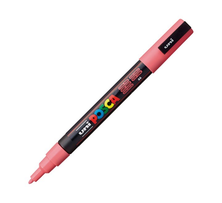 marcador uni-ball posca pc3m 0.9-1.3mm rosa coral