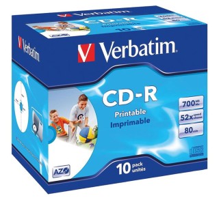 verbatim 10u cd-r 52x imprim jewel case 70mb 43325