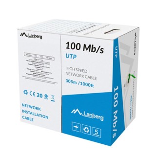 lanberg bobina 100mb - s lanberg utp 305m solid cca verde