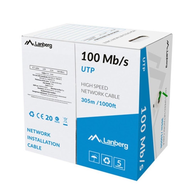 lanberg bobina 100mb - s lanberg utp 305m solid cca verde