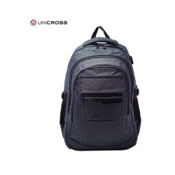 mochila portatil unicross space 18.5  gris usb compartimento acolchado 42x29x23cm