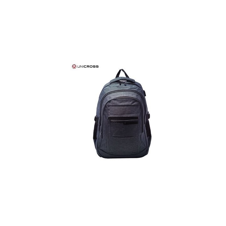 mochila portatil unicross space 18.5  gris usb compartimento acolchado 42x29x23cm