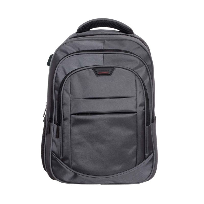 mochila portatil unicross track 18  gris usb compartimento acolchado 45x30x25cm