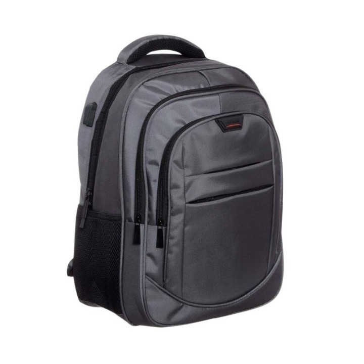 mochila portatil unicross track 18  gris usb compartimento acolchado 45x30x25cm