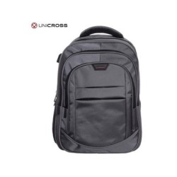 mochila portatil unicross track 18  gris usb compartimento acolchado 45x30x25cm