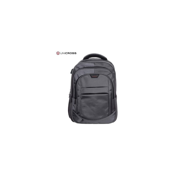 mochila portatil unicross track 18  gris usb compartimento acolchado 45x30x25cm