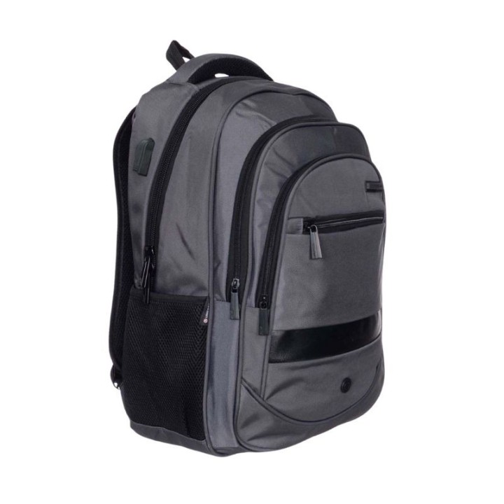mochila portatil unicross nova 18  gris usb compartimento acolchado 48x33x21cm