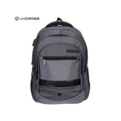 mochila portatil unicross nova 18  gris usb compartimento acolchado 48x33x21cm