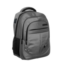 mochila portatil unicross axion 18  gris usb compartimento acolchado 47x30x21cm