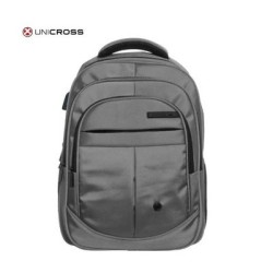 mochila portatil unicross axion 18  gris usb compartimento acolchado 47x30x21cm