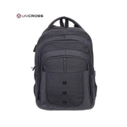 mochila portatil unicross elite 19  gris usb compartimento acolchado 47x33x21cm
