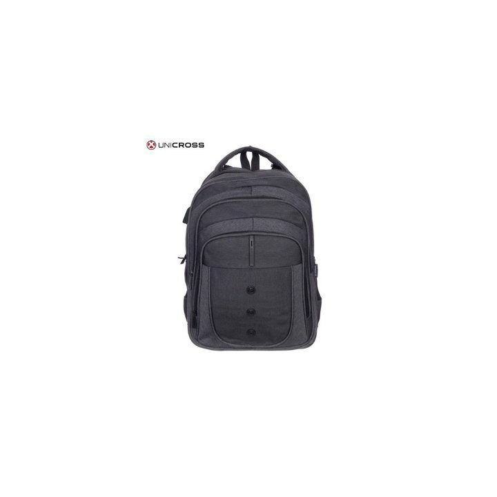 mochila portatil unicross elite 19  gris usb compartimento acolchado 47x33x21cm