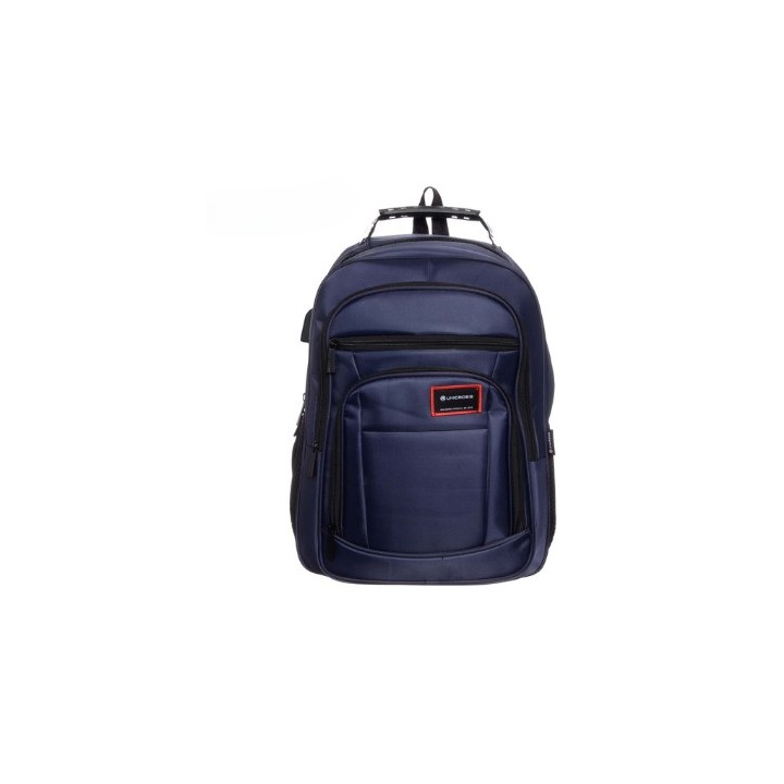 mochila portatil unicross vanguard 19  azul usb compartimento acolchado 45x30x21cm