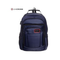 mochila portatil unicross vanguard 19  azul usb compartimento acolchado 45x30x21cm
